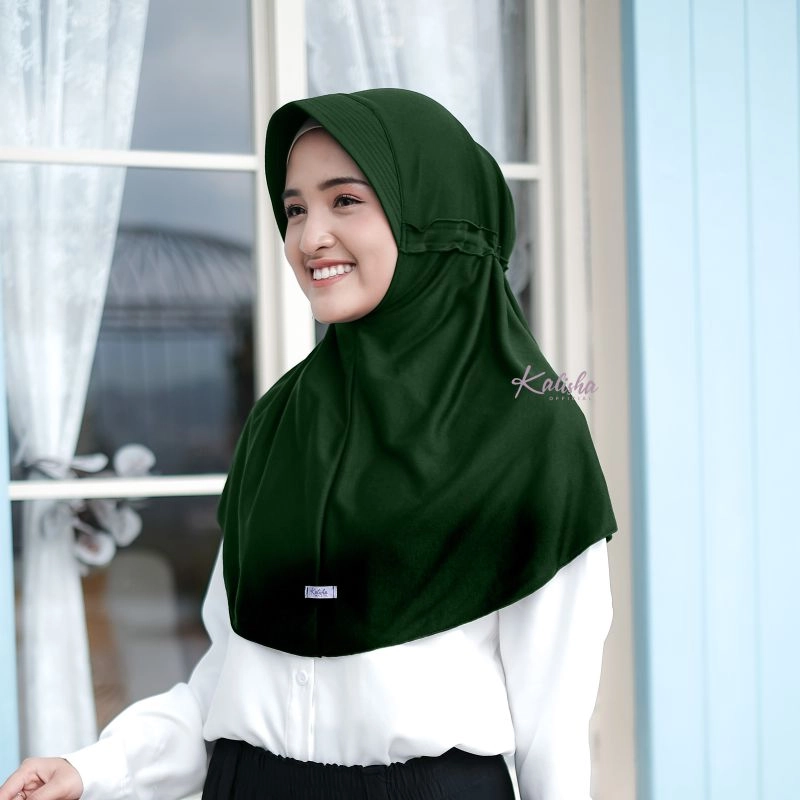 Product image Kalisha official - Kerudung Sekolah Serut LX Kaos Size XL 155 Army