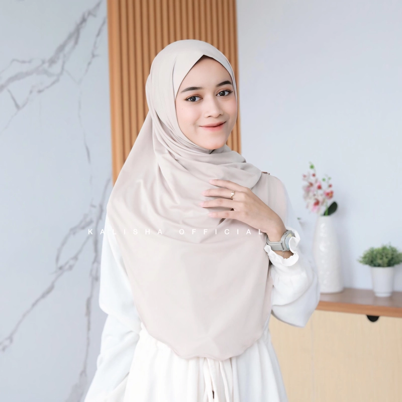 Product image Kalisha official - Hijab Intan Malay Zalika Jersey Non Pet Syar`i 140 Almond