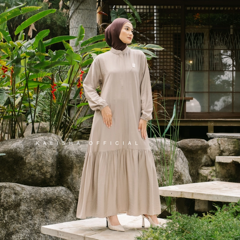 Product image Kalisha official - JMFW Gamis Casual Fathia Polos Dress cappucino