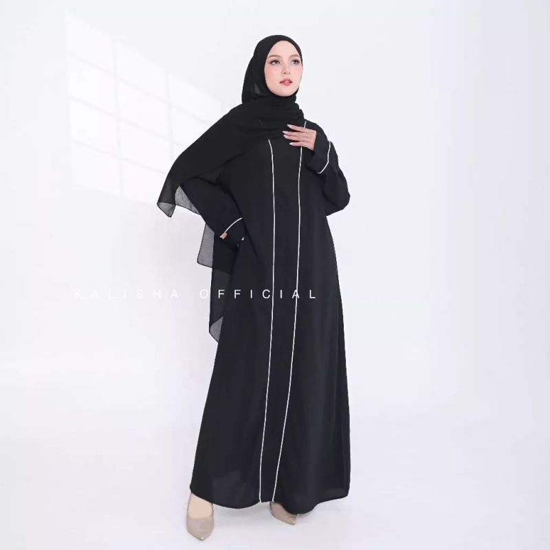 Kalisha official - Abaya Liyana Polos Basic Jumbo XL Black