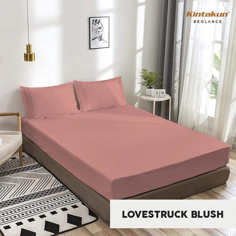 Product image Kintakun - Sprei Set 200 Super King Beglance Cotton Katun Bantal Embroidery 200 x 200 Lovestruck Blush
