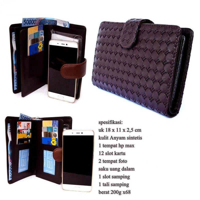 Product image Organaizer Dompet Hp Pocket Premium Kulit Anyam Standar coffee