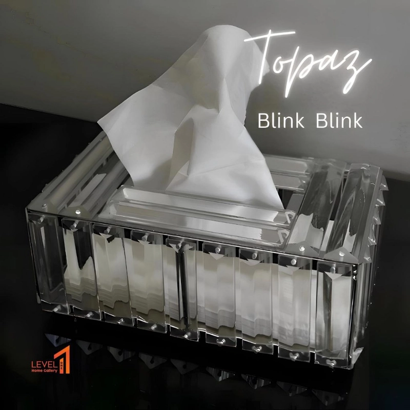 Product image Level One Home Gallery - Topaz Blink kotak tissue make up kaca kristal gold premium mewah elegant 1200 Gold