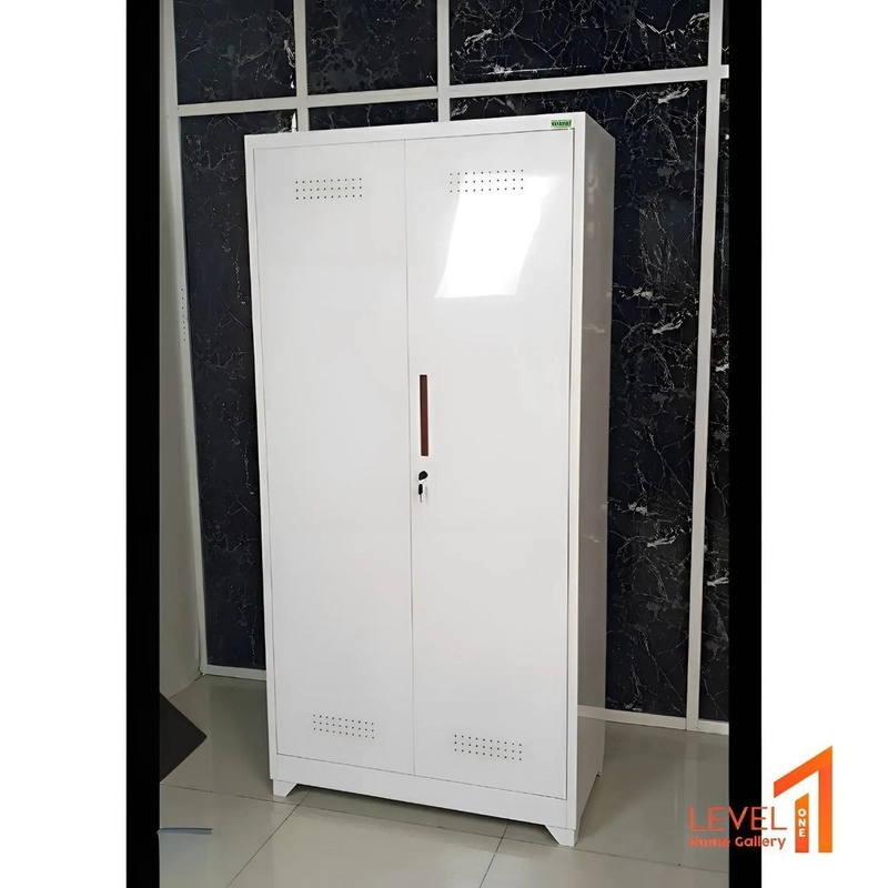 Product image Level One Home Gallery - Lemari Besi 2 Pintu Jumbo 90 cm x 185 cm Metal Plat Storage Penyimpanan Organizer Alat Kebersihan Gantungan Pel Sapu Multifungsi 90000 White