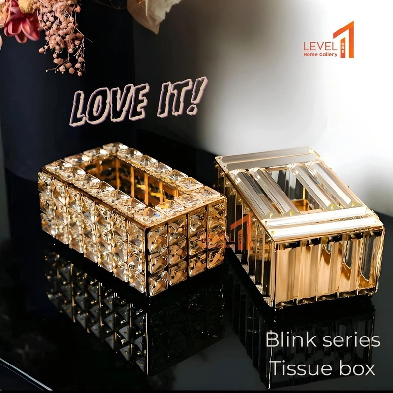 Product image Level One Home Gallery - Topaz Blink kotak tissue make up kaca kristal gold premium mewah elegant 1200 Gold