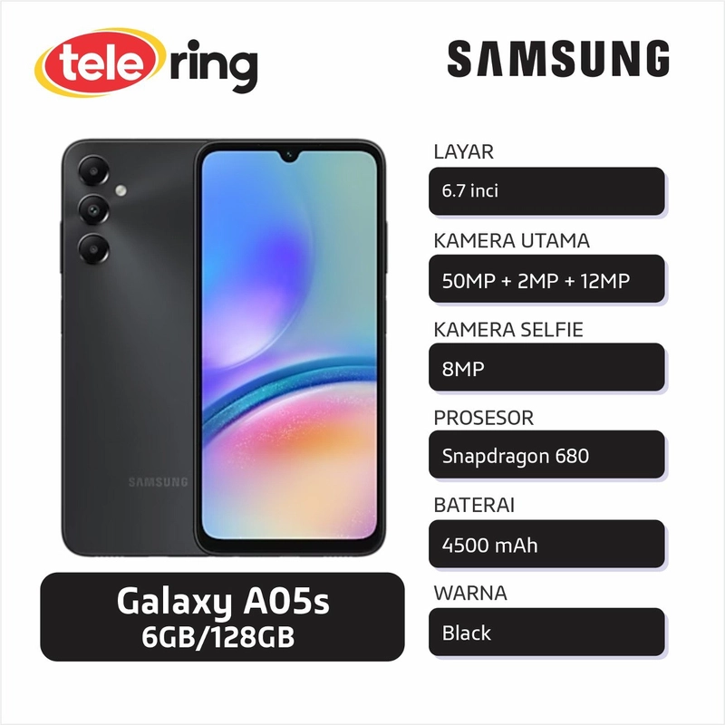 Product image TELE RING - HP SAMSUNG A057F/DS A05S ADAPTER 6/128 BLACK HQ