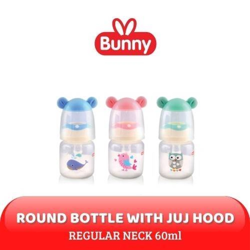Product image Bunny Square Bottle Botol Susu With Ear Hood 60Ml - Biru