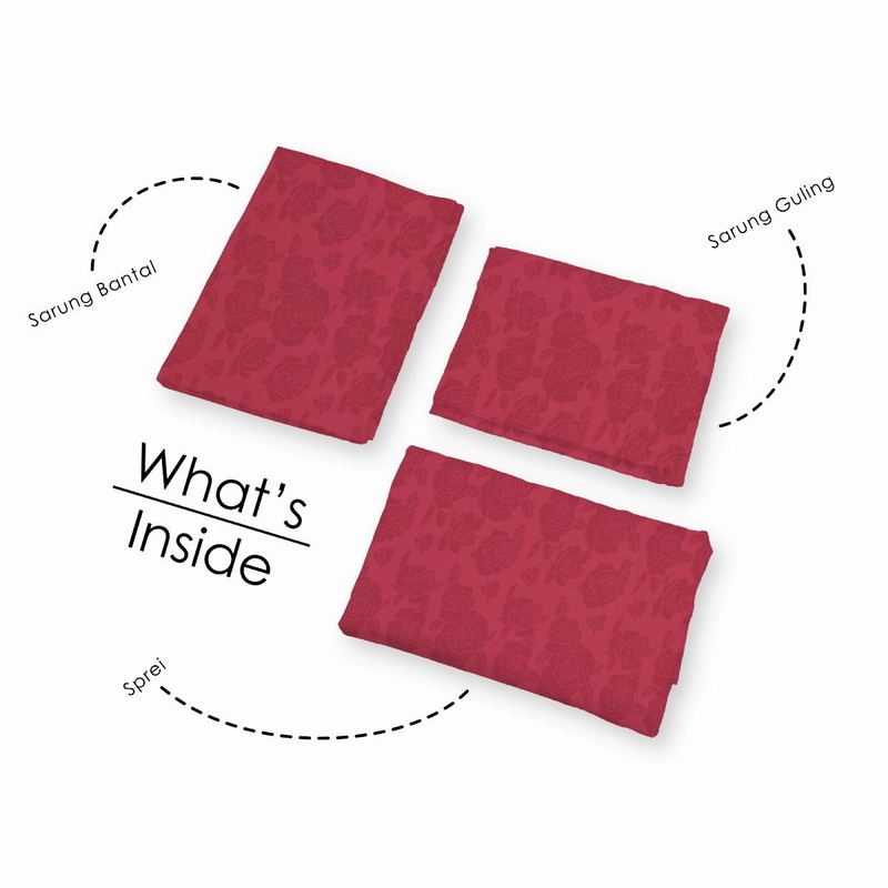 Product image LADY ROSE OFFICIAL - Aloha Sprei King Burgundy 180x200x20 Bantal 2