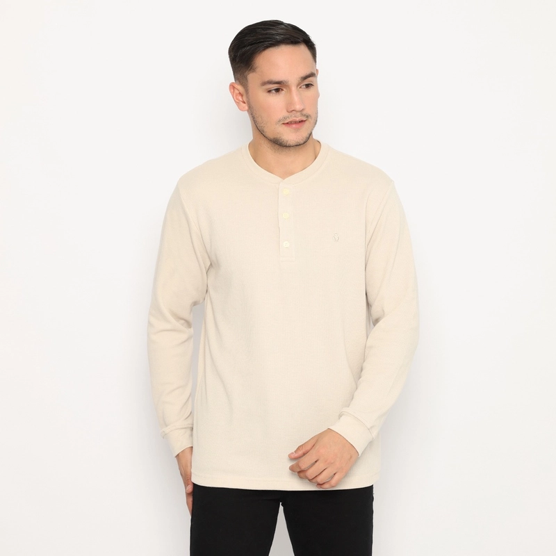 Product image MATSUDA APPAREL - Kaos Lengan Panjang 20S Henley Waffle Katun Miyama S RAINY DAY