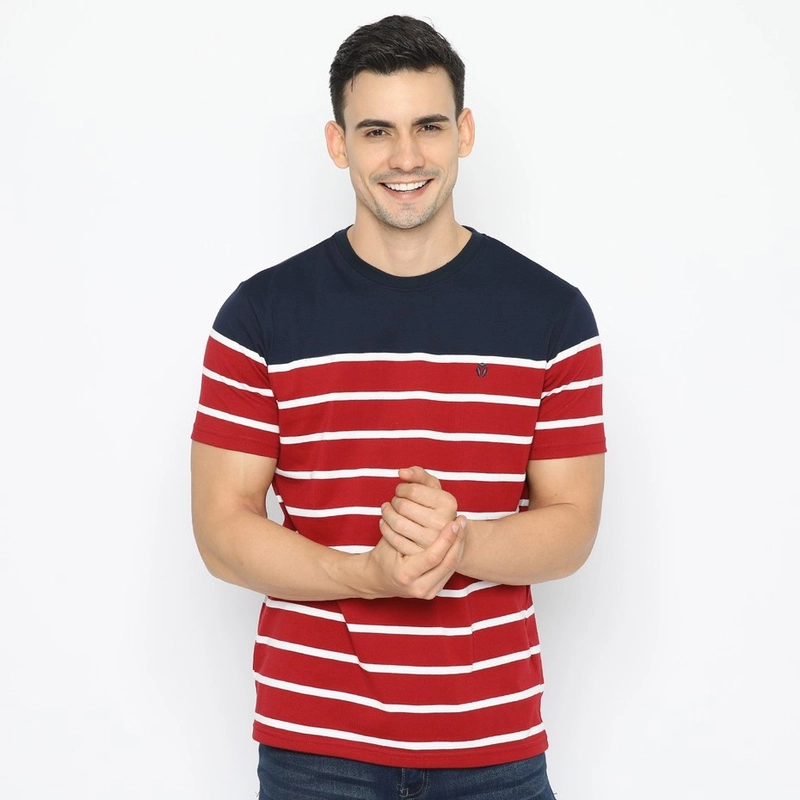 Product image MATSUDA APPAREL - T Shirt Pria Kaos Stripe Hagi S RED
