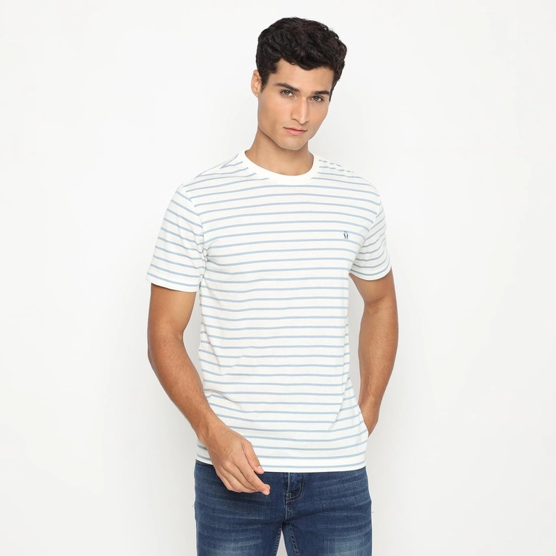 Product image MATSUDA APPAREL - T Shirt Pria Kaos Stripe Nantan S OFFWHITE SKYBLUE
