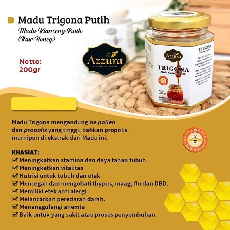 Madu Azzura - Madu Murni Trigona Putih 200 Gram