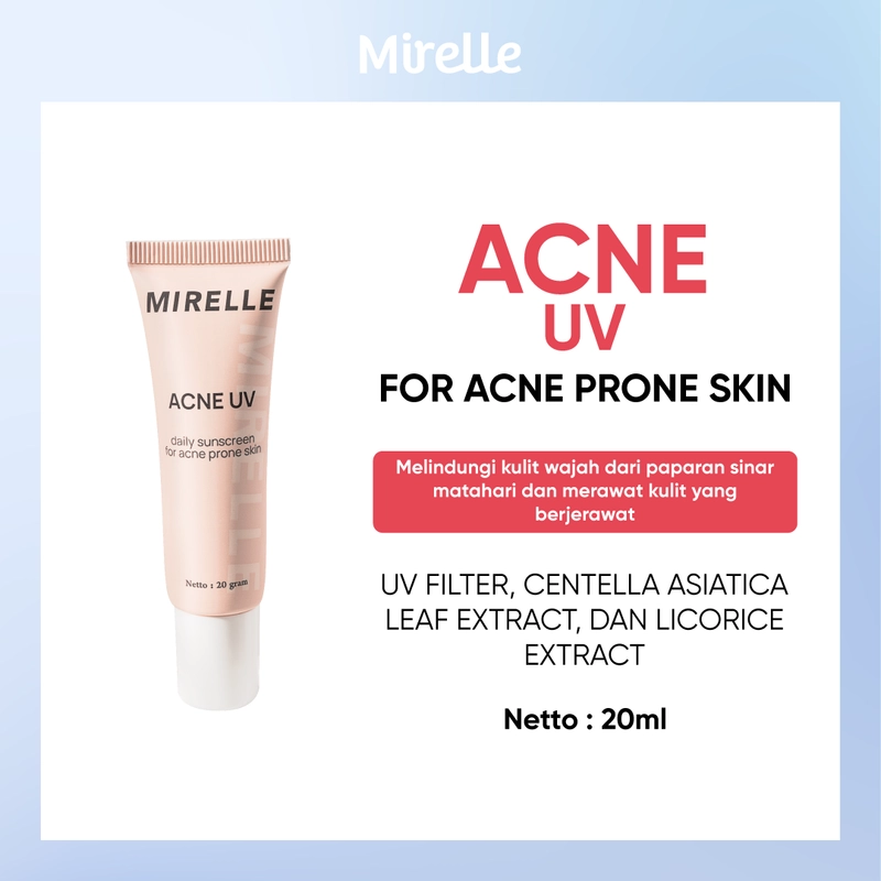 Product image Mirelle - Mirelle Acne UV ( Centella Asiatica Sunscreen SPF 20 PA+++ Redakan jerawat bruntusan lindungi paparan matahari anti aging) 20gr Sunscreen