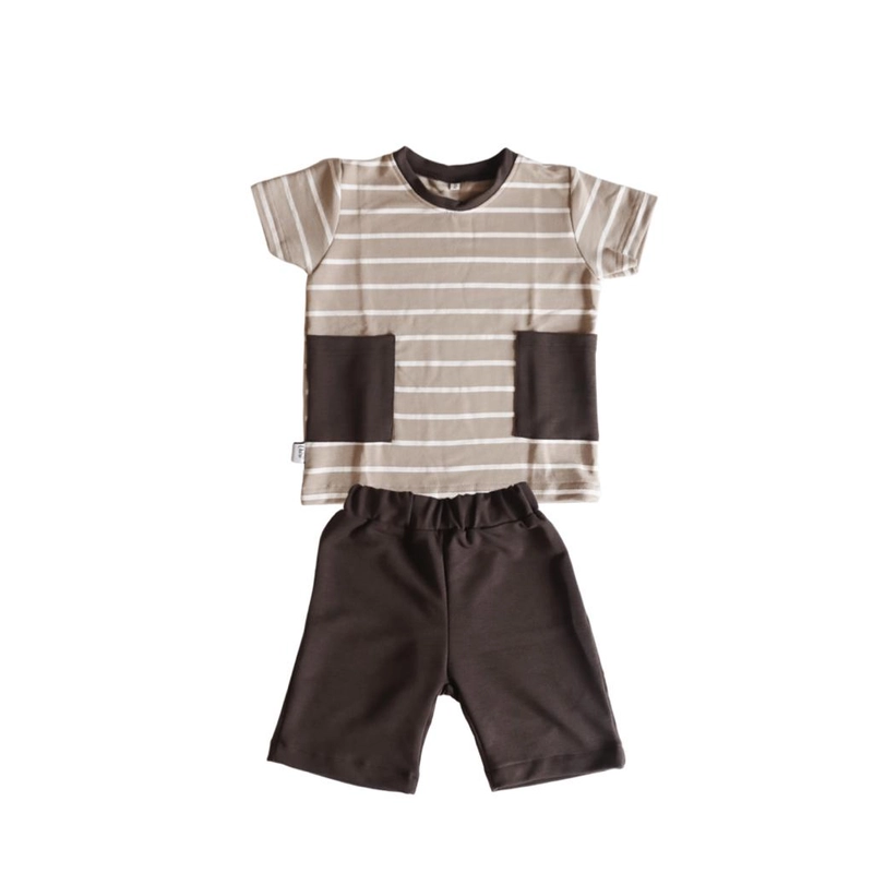Product image Mon Cheri - Mon Cheri Setelan Anak Laki - Laki Milan Stripes 1 Mocha