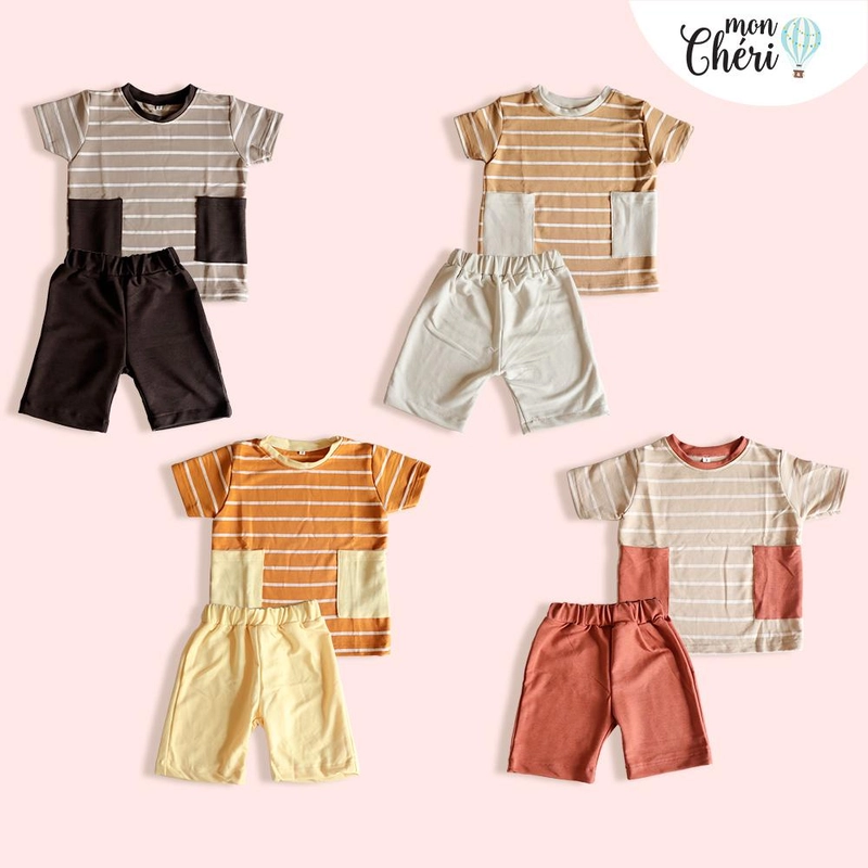 Product image Mon Cheri - Mon Cheri Setelan Anak Laki - Laki Milan Stripes 1 Mocha