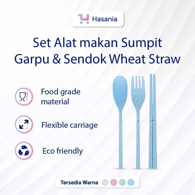 Product image MP Hasania Home - Set Perlengkapan Makan Sendok Garpu Sumpit Biru
