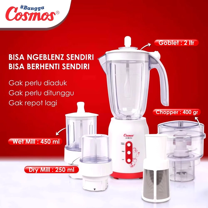Product image Mumtazqu Store - Cosmos - Cosmos CB-802 PCF Blender 2 Ltr Blenz series 5 in 1 random