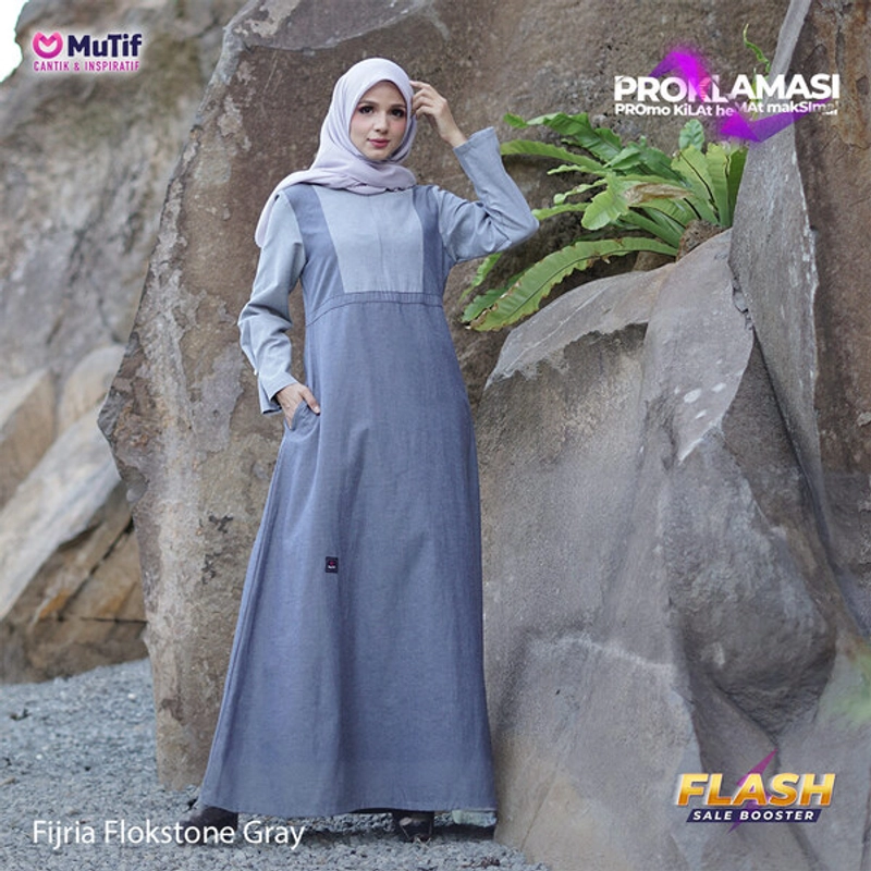 Product image MUTIF Gamis Dewasa Fijria S Flokstone Gray - Micro
