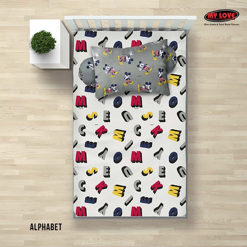 Product image MY LOVE Official Surabaya - ALL NEW MY LOVE Sprei Single Full Fitted 120x200 Alphabet/ Mickey Mouse