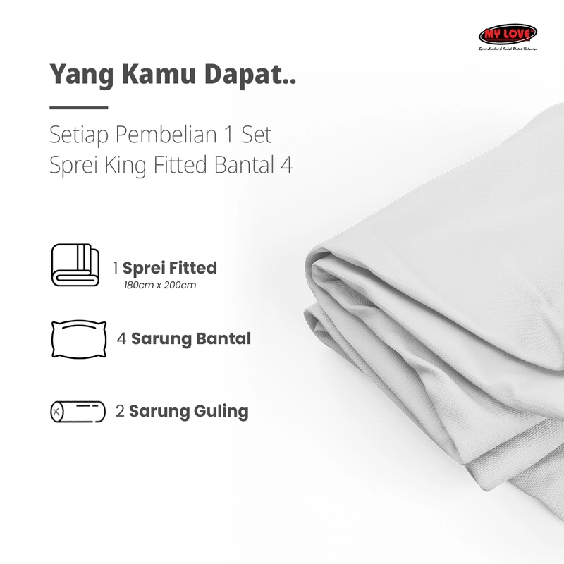 Product image MY LOVE - ALL NEW MY LOVE Sprei King Fitted Bantal 4 180x200 Bulma