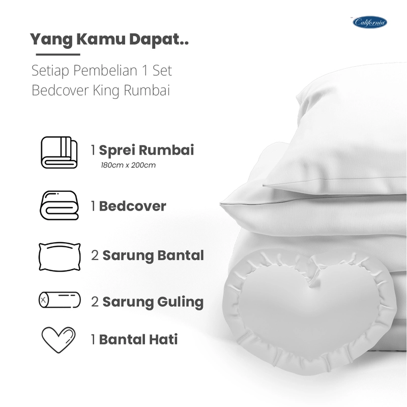 Product image MY LOVE - CALIFORNIA Bed Cover King Rumbai 180x200 Cantik