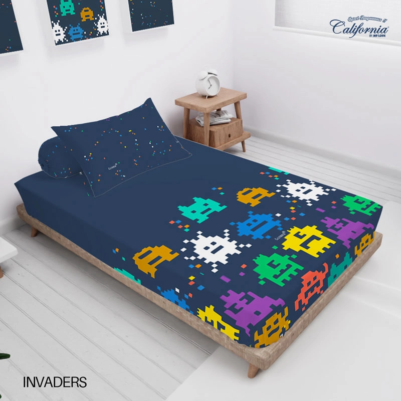 Product image MY LOVE - CALIFORNIA Sprei Single Full Fitted 120x200 Invaders