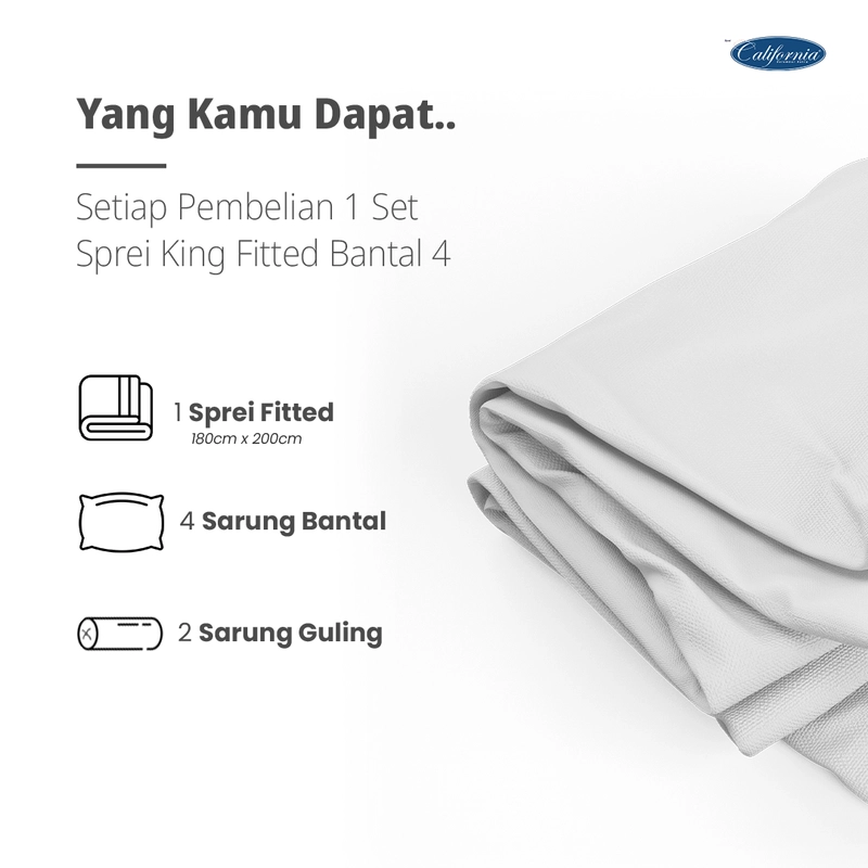 Product image MY LOVE - CALIFORNIA Sprei King Fitted Bantal 4 180x200 Esme