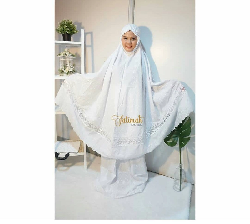 Product image Nadira - Mukena Katun Paris Fatimah (White, All Size, Pcs)