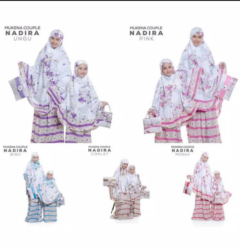 Product image Nadira - Mukena Couple Rayon Motif (Ungu, All Size, Pcs)