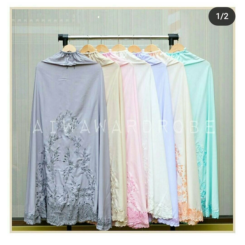 Product image Nadira - Mukena Bordir Kerancang Pastelena (Pink , All Size, Pcs)