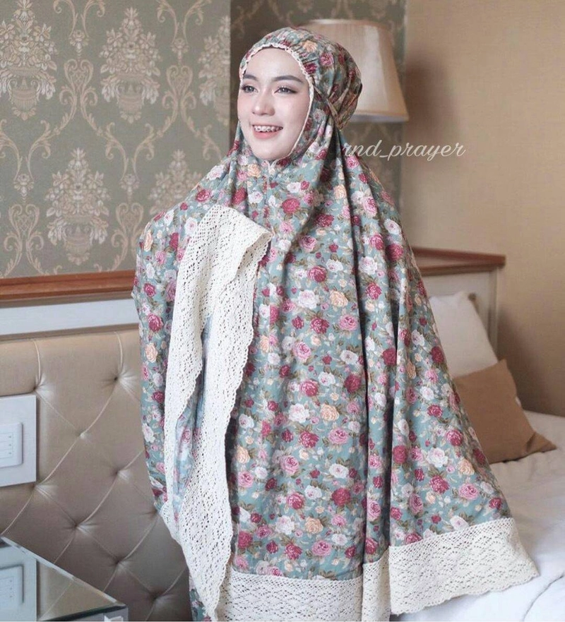Product image Nadira - Mukena Katun Jepang Original Mawar (Hijau, All Size, Pcs)
