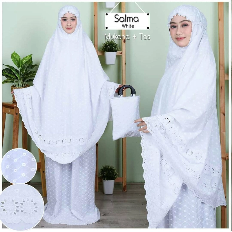 Product image Nadira - Mukena Rubia Bintik Salma (Putih, All Size, Pcs)