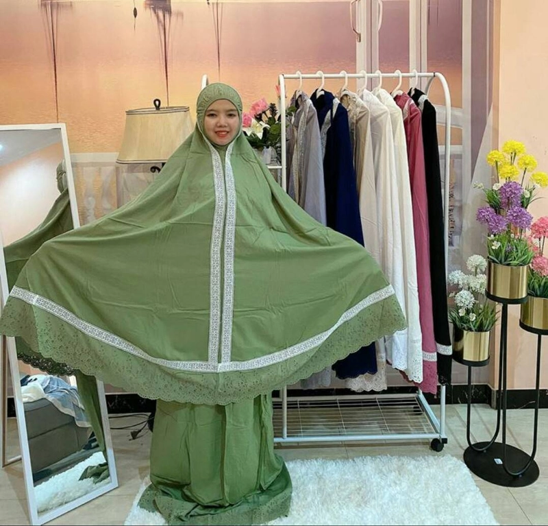 Product image Nadira - Mukena Katun Paris Dubai (Hijau, All Size, Pcs)
