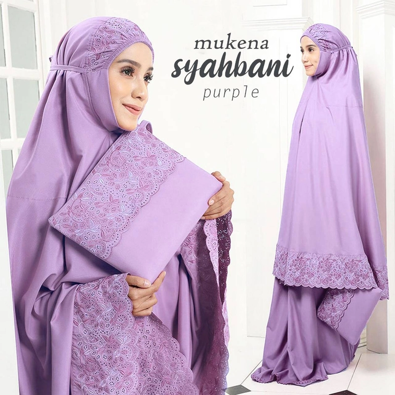 Product image Nadira - Mukena Floraleena (Purple, All Size, Pcs) Free Tasbih Digital