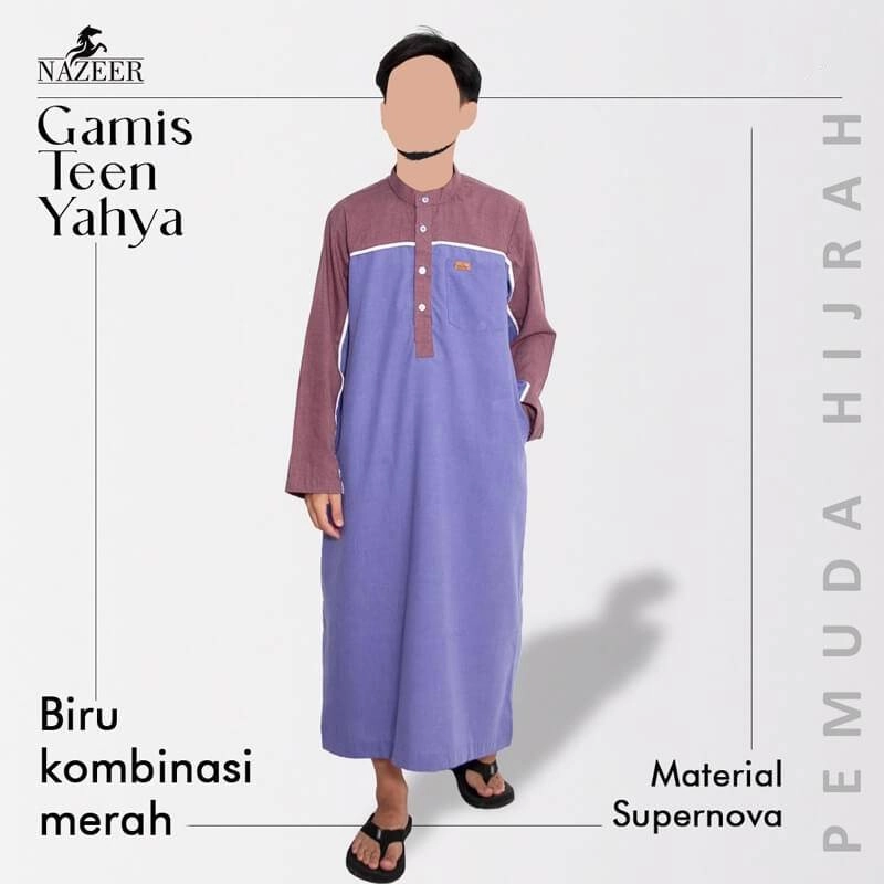 Product image Nazeer - Gamis Teen Yahya Anak Remaja Pria 10 Biru Merah