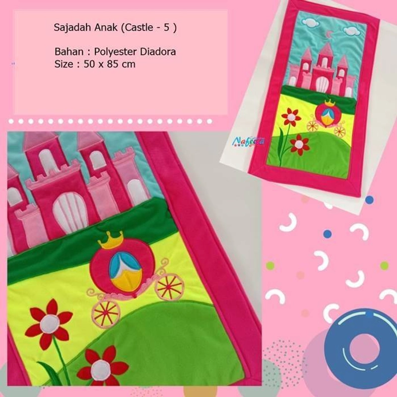 Product image Nafeesa Sajadah Anak Castle - 5 50 x 85 cm Pink