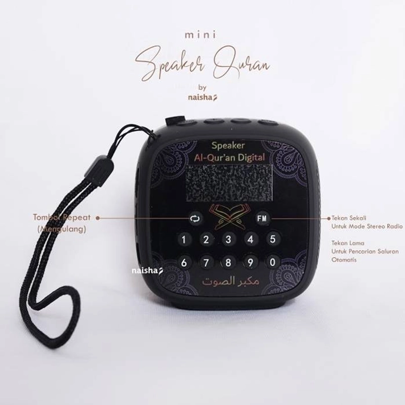 Naisha Hijrah - Speaker Only Speaker Al-quran 7 x 7 x 6,5 cm Hitam