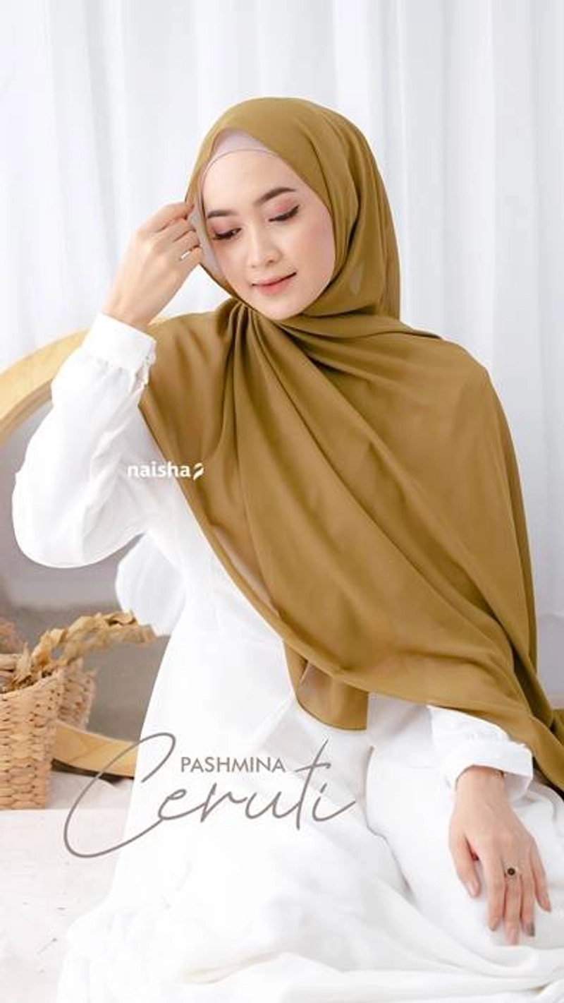 Naisha Hijrah - Pashmina Ceruty Syar'i 200 Cm x 75 Cm Army