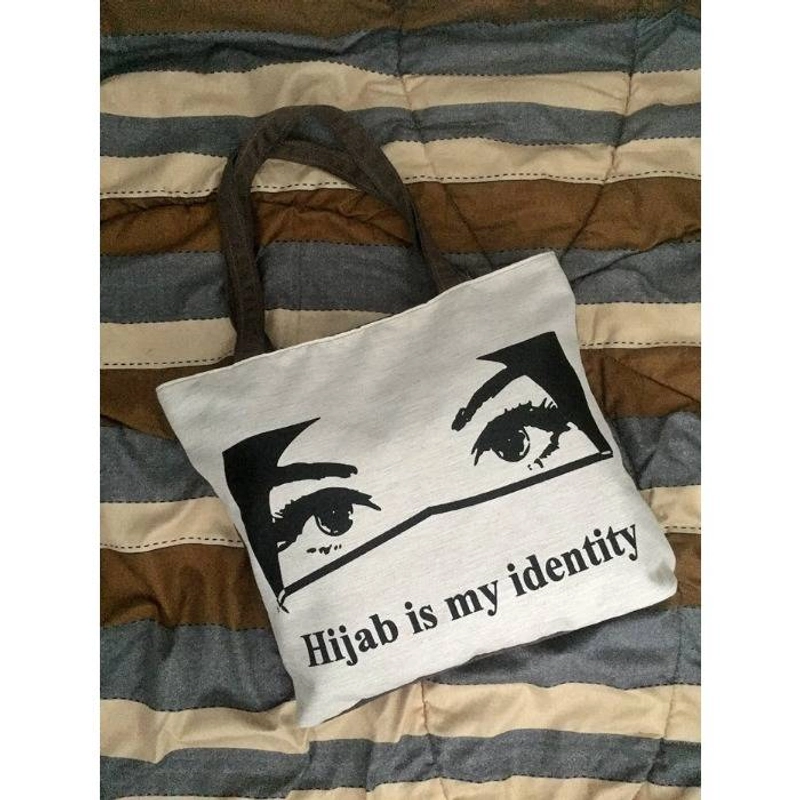 Product image Nanys fashion - Tote Bag Hand Made TK06 Hijab Eye 33 x 32 cm PUTIH - COKLAT