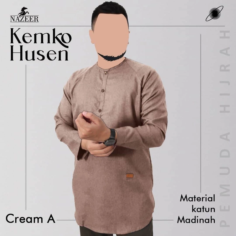 Product image Nazeer - Kemeja Koko Pria Kemko Husen Cream A L