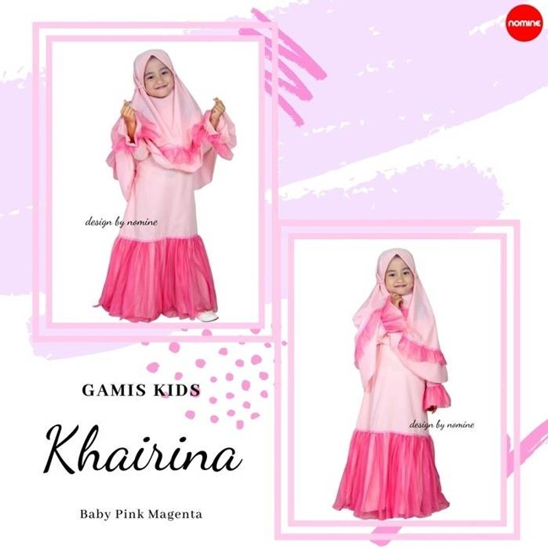 Product image Nomine - Gamis - Khairina - Set Khimar S Baby Pink - Magenta