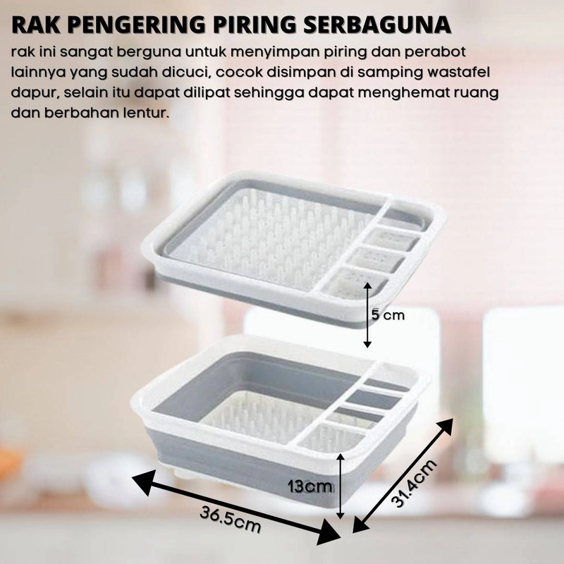 Product image [PO] Orderpedia.id - Rak Pengering Piring Serbaguna 36.5 x 31.4 x 13 cm Abu
