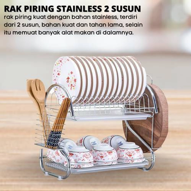 Product image [PO] Orderpedia Kichen Rak Piring Stainless 2 Susun 40 x 25 x 38 cm Silver