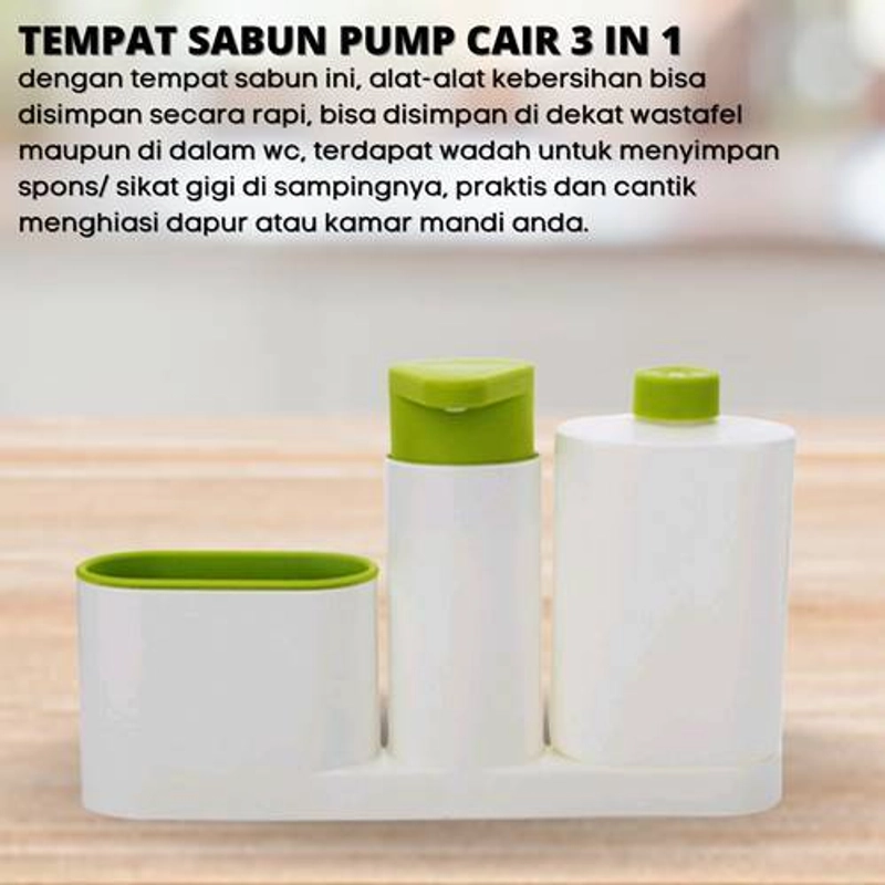 Product image [PO] Orderpedia Kichen Tempat Sabun Cair Pump 3 in 1 Random 15 x 9 x 6