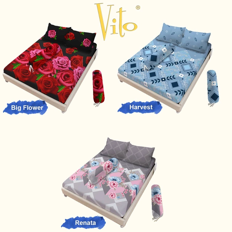 Product image Rosanna - Sprei Vito Disperse Plat King 180x200 Bantal 2 Motif Modern Flowers I 180x200 Harvest