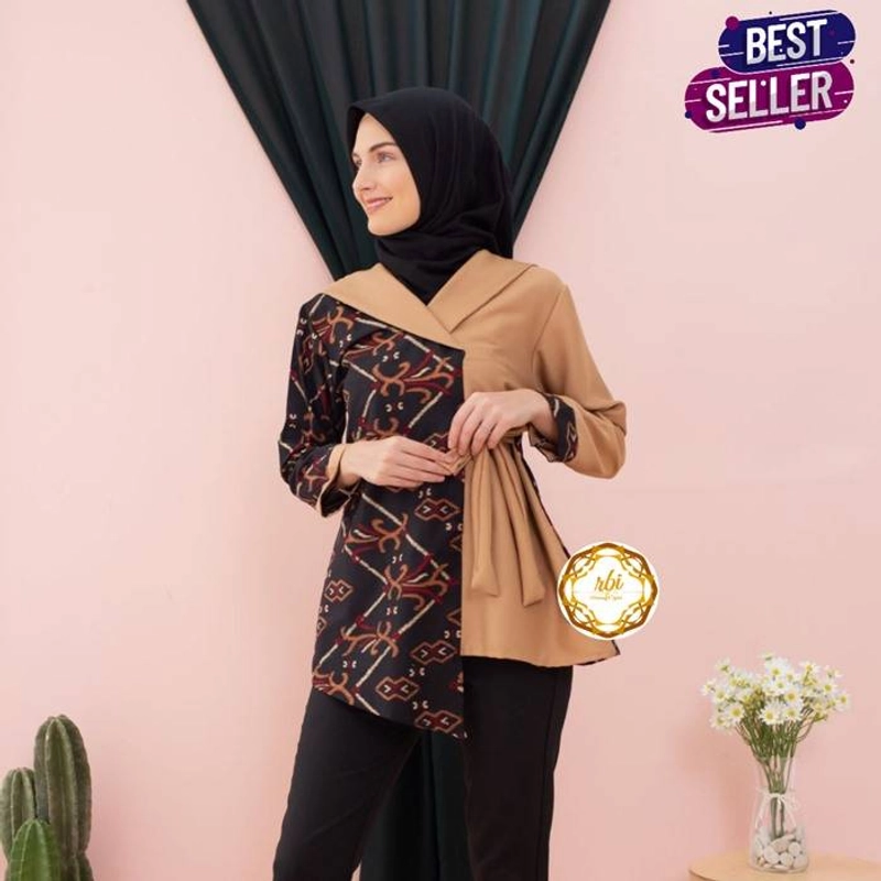 Product image Batik Zeena Blouse Atasan Muslim Wanita Best Seller ORIGINAL XL Cream