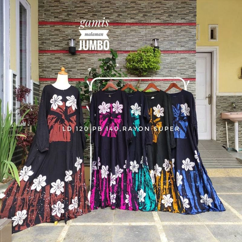 Product image Gamis Malaman Bunga Ceplok Exclusive Bahan Rayon Super Allsize Pink