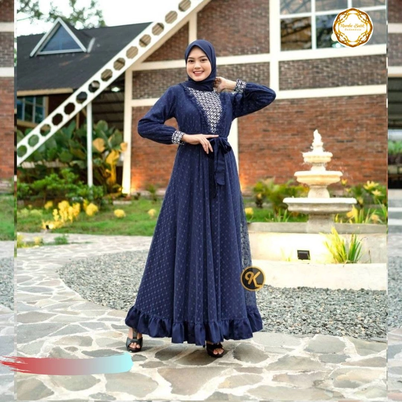 Product image Rambe Batik Indonesia - Khusus Couple - Couple Gamis Ayuma XXL Navy