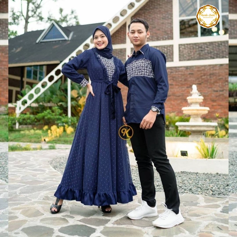 Product image Rambe Batik Indonesia - Khusus Couple - Couple Gamis Ayuma XXL Navy