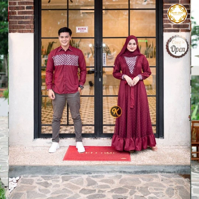 Product image Rambe Batik Indonesia - Khusus Couple - Couple Gamis Ayuma M Maroon